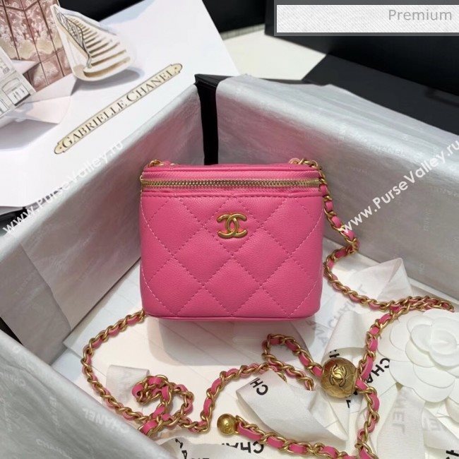 Chanel Lambskin Small Classic Box with Chain And Gold Metal Ball AP1447 Rosy 2020 (SS-20042508)