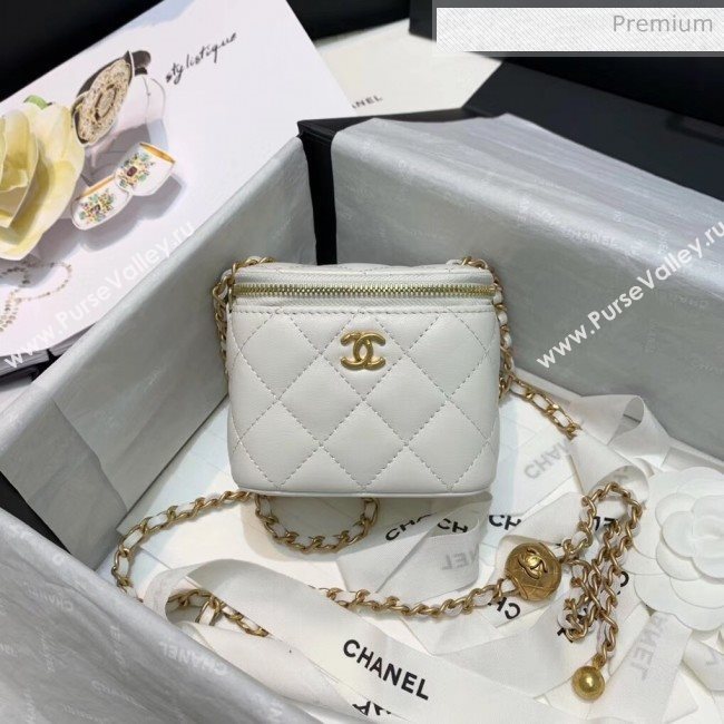 Chanel Lambskin Small Classic Box with Chain And Gold Metal Ball AP1447 White 2020 (SS-20042509)