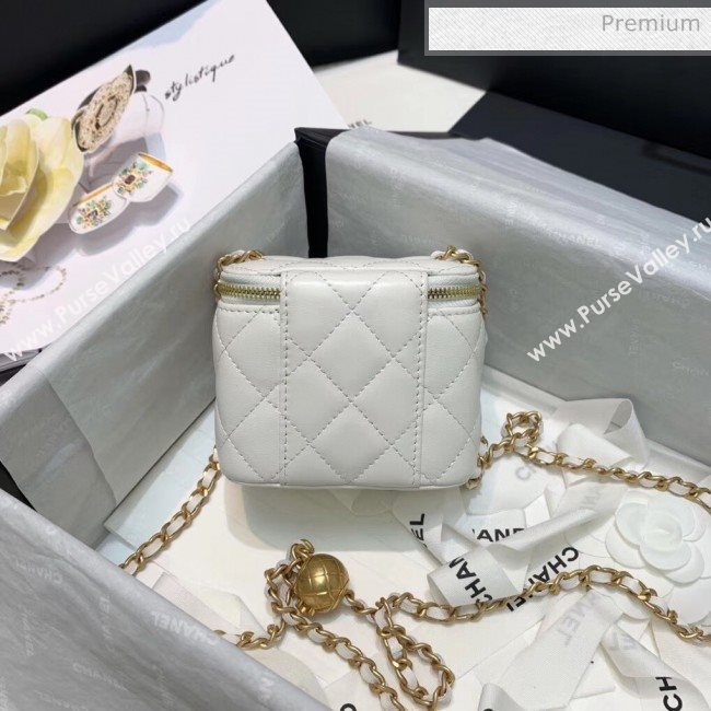 Chanel Lambskin Small Classic Box with Chain And Gold Metal Ball AP1447 White 2020 (SS-20042509)