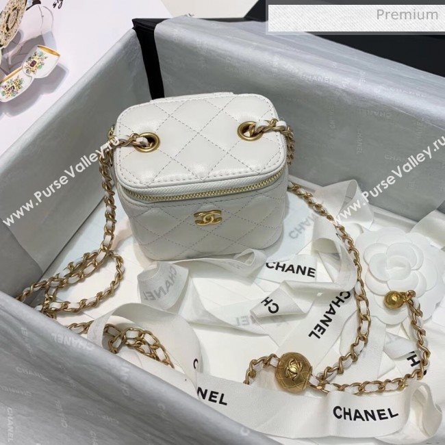 Chanel Lambskin Small Classic Box with Chain And Gold Metal Ball AP1447 White 2020 (SS-20042509)