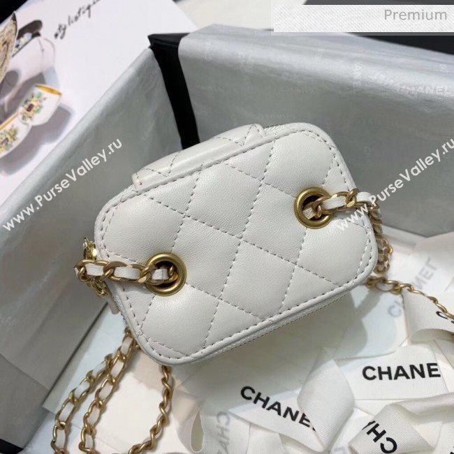 Chanel Lambskin Small Classic Box with Chain And Gold Metal Ball AP1447 White 2020 (SS-20042509)