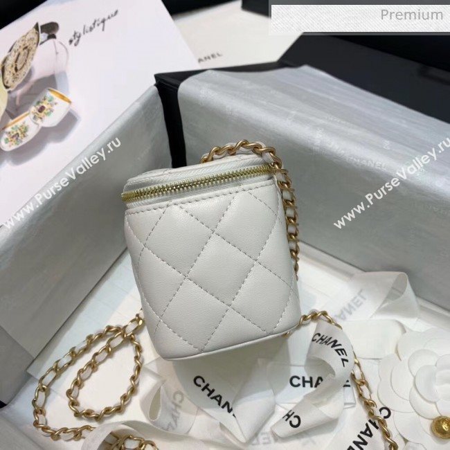 Chanel Lambskin Small Classic Box with Chain And Gold Metal Ball AP1447 White 2020 (SS-20042509)