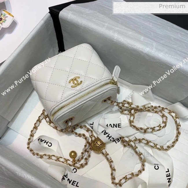 Chanel Lambskin Small Classic Box with Chain And Gold Metal Ball AP1447 White 2020 (SS-20042509)