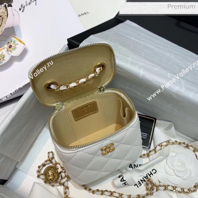 Chanel Lambskin Small Classic Box with Chain And Gold Metal Ball AP1447 White 2020 (SS-20042509)