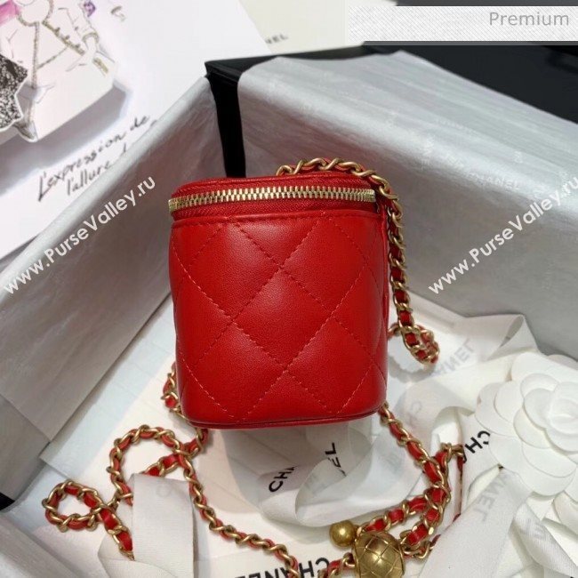 Chanel Lambskin Small Classic Box with Chain And Gold Metal Ball AP1447 Red 2020 (SS-20042510)