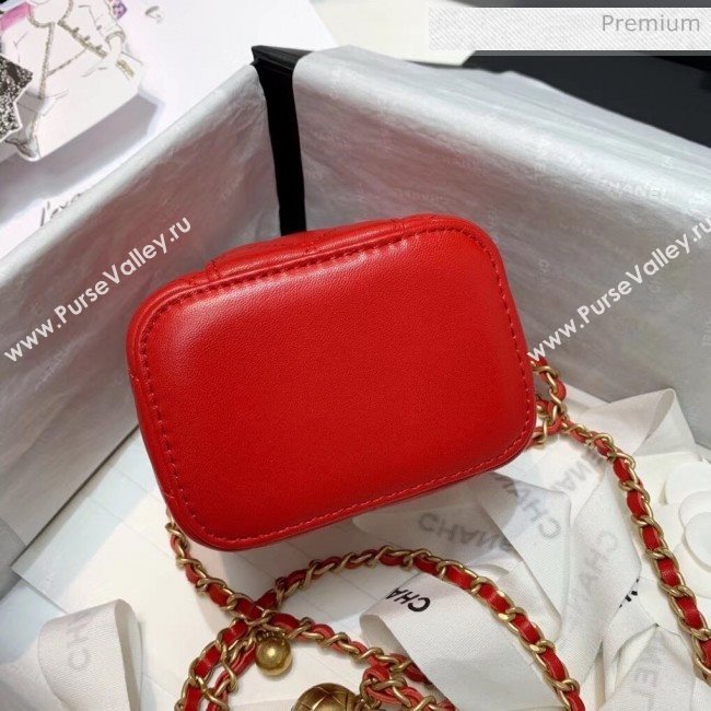 Chanel Lambskin Small Classic Box with Chain And Gold Metal Ball AP1447 Red 2020 (SS-20042510)