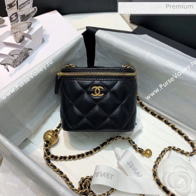 Chanel Lambskin Small Classic Box with Chain And Gold Metal Ball AP1447 Black 2020 (SS-20042511)