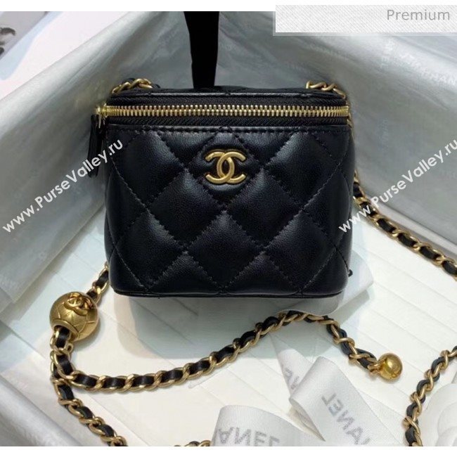 Chanel Lambskin Small Classic Box with Chain And Gold Metal Ball AP1447 Black 2020 (SS-20042511)