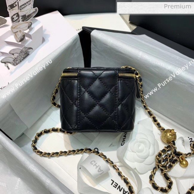 Chanel Lambskin Small Classic Box with Chain And Gold Metal Ball AP1447 Black 2020 (SS-20042511)