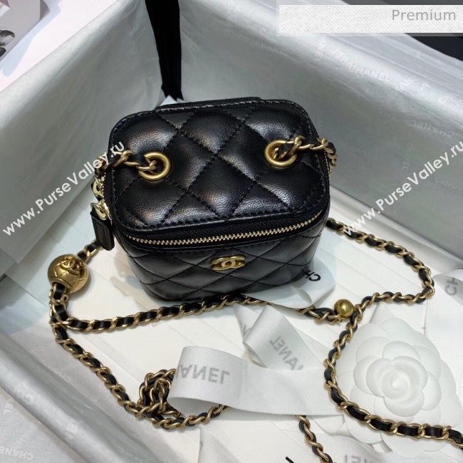 Chanel Lambskin Small Classic Box with Chain And Gold Metal Ball AP1447 Black 2020 (SS-20042511)