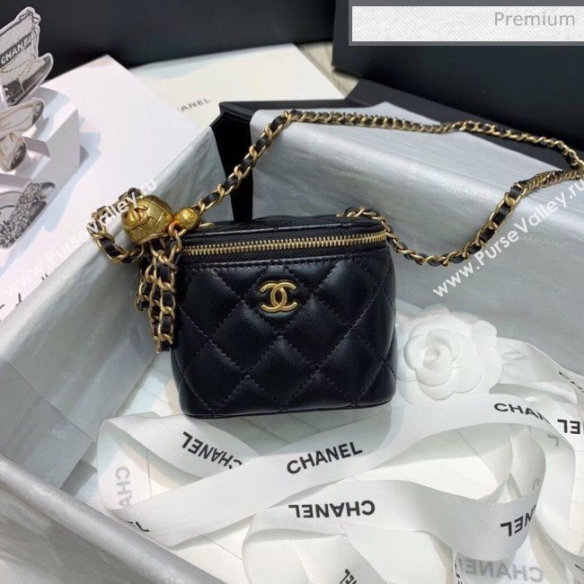 Chanel Lambskin Small Classic Box with Chain And Gold Metal Ball AP1447 Black 2020 (SS-20042511)