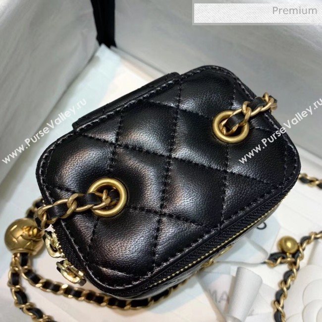 Chanel Lambskin Small Classic Box with Chain And Gold Metal Ball AP1447 Black 2020 (SS-20042511)