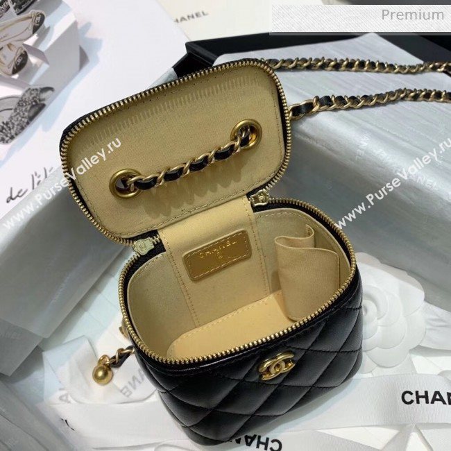 Chanel Lambskin Small Classic Box with Chain And Gold Metal Ball AP1447 Black 2020 (SS-20042511)