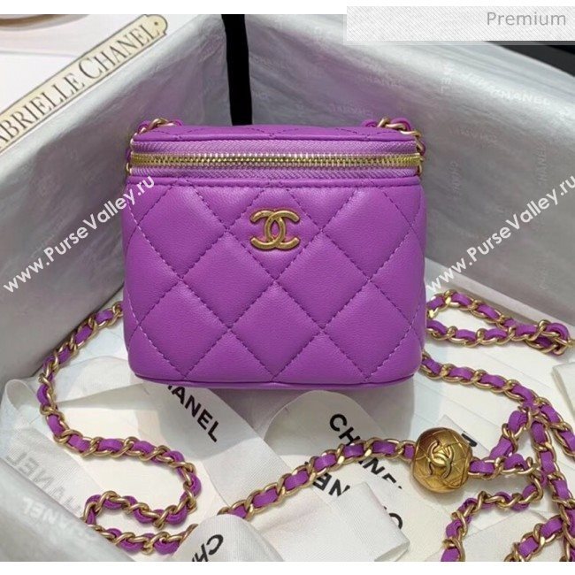 Chanel Lambskin Small Classic Box with Chain And Gold Metal Ball AP1447 Purple 2020 (SS-20042512)