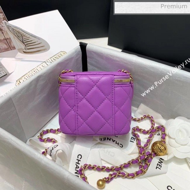 Chanel Lambskin Small Classic Box with Chain And Gold Metal Ball AP1447 Purple 2020 (SS-20042512)