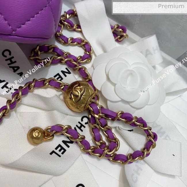 Chanel Lambskin Small Classic Box with Chain And Gold Metal Ball AP1447 Purple 2020 (SS-20042512)