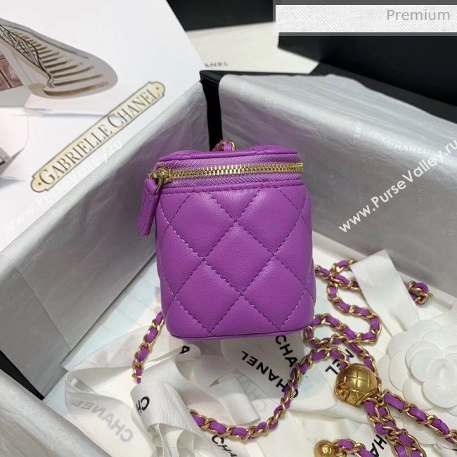 Chanel Lambskin Small Classic Box with Chain And Gold Metal Ball AP1447 Purple 2020 (SS-20042512)