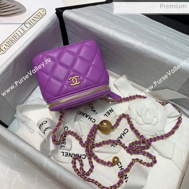 Chanel Lambskin Small Classic Box with Chain And Gold Metal Ball AP1447 Purple 2020 (SS-20042512)