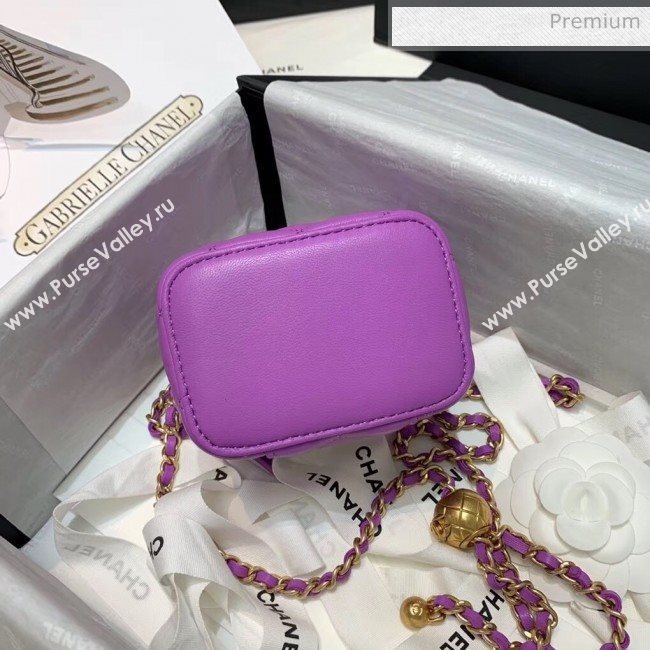 Chanel Lambskin Small Classic Box with Chain And Gold Metal Ball AP1447 Purple 2020 (SS-20042512)