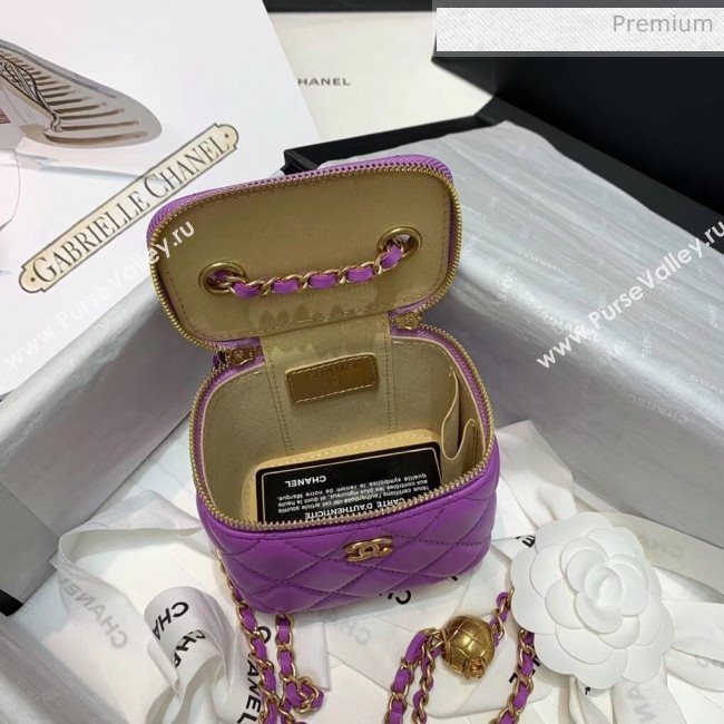 Chanel Lambskin Small Classic Box with Chain And Gold Metal Ball AP1447 Purple 2020 (SS-20042512)