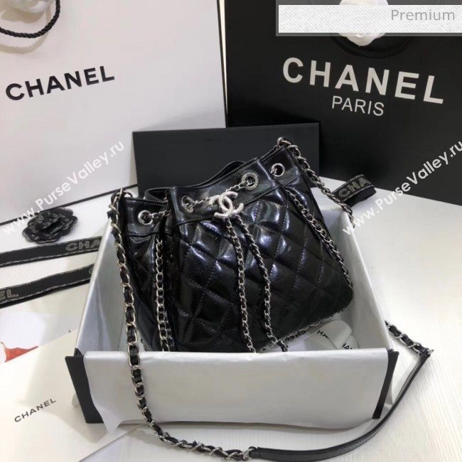 Chanel Aged Calfskin Drawstring Bag With Chain Edge AS1803 Black 2020 (SS-20042209)