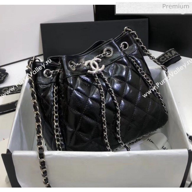 Chanel Aged Calfskin Drawstring Bag With Chain Edge AS1803 Black 2020 (SS-20042209)