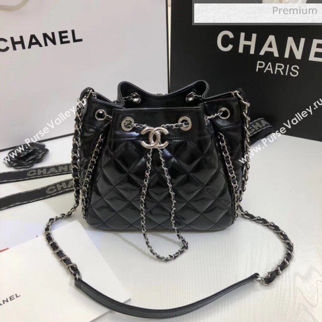 Chanel Aged Calfskin Drawstring Bag With Chain Edge AS1803 Black 2020 (SS-20042209)