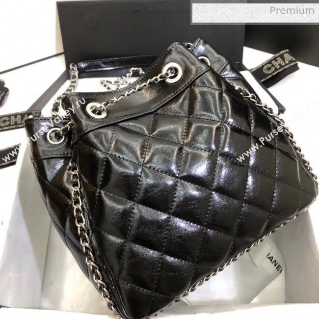 Chanel Aged Calfskin Drawstring Bag With Chain Edge AS1803 Black 2020 (SS-20042209)