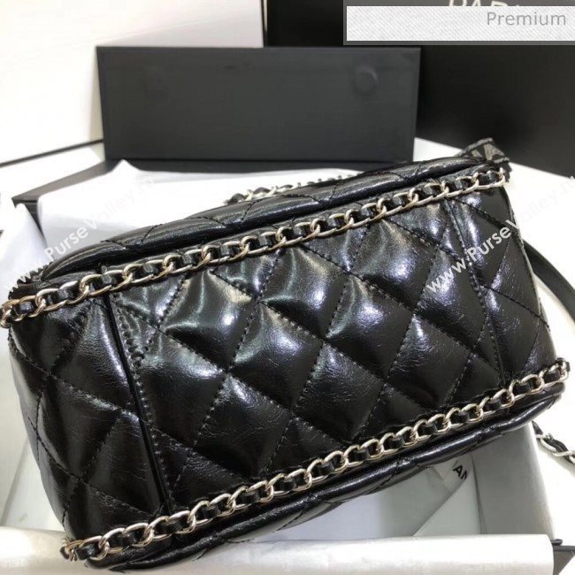 Chanel Aged Calfskin Drawstring Bag With Chain Edge AS1803 Black 2020 (SS-20042209)