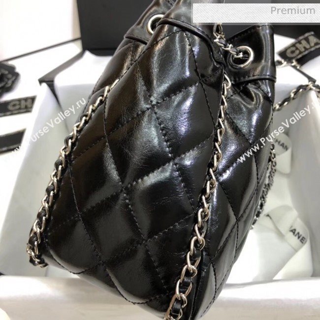 Chanel Aged Calfskin Drawstring Bag With Chain Edge AS1803 Black 2020 (SS-20042209)