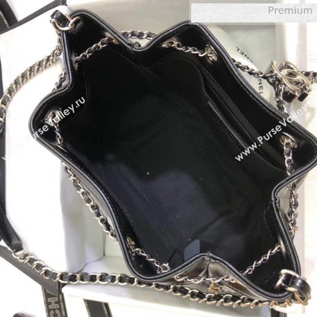 Chanel Aged Calfskin Drawstring Bag With Chain Edge AS1803 Black 2020 (SS-20042209)