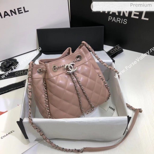 Chanel Aged Calfskin Drawstring Bag With Chain Edge AS1803 Pink 2020 (SS-20042210)