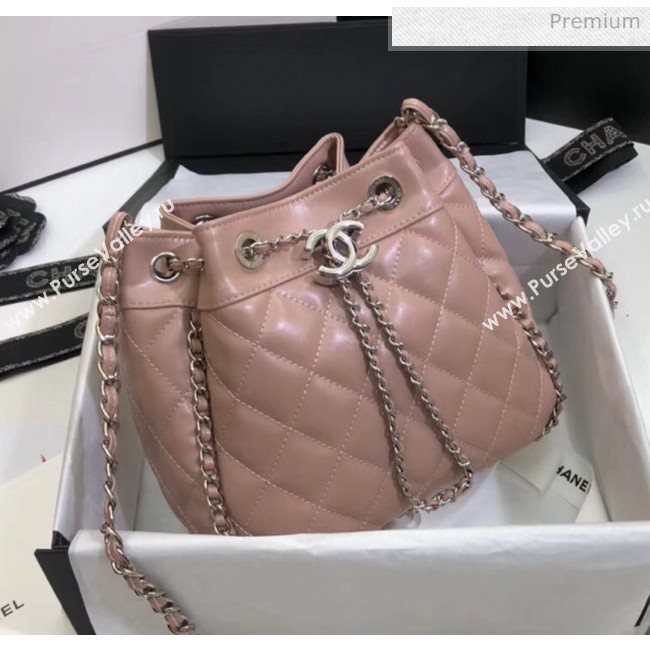 Chanel Aged Calfskin Drawstring Bag With Chain Edge AS1803 Pink 2020 (SS-20042210)