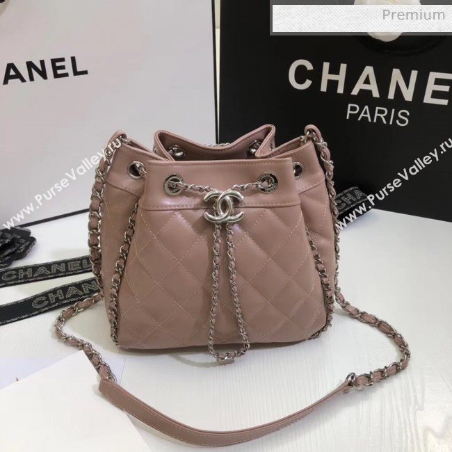 Chanel Aged Calfskin Drawstring Bag With Chain Edge AS1803 Pink 2020 (SS-20042210)