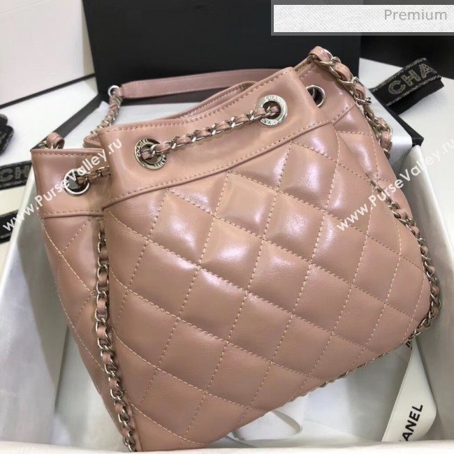 Chanel Aged Calfskin Drawstring Bag With Chain Edge AS1803 Pink 2020 (SS-20042210)