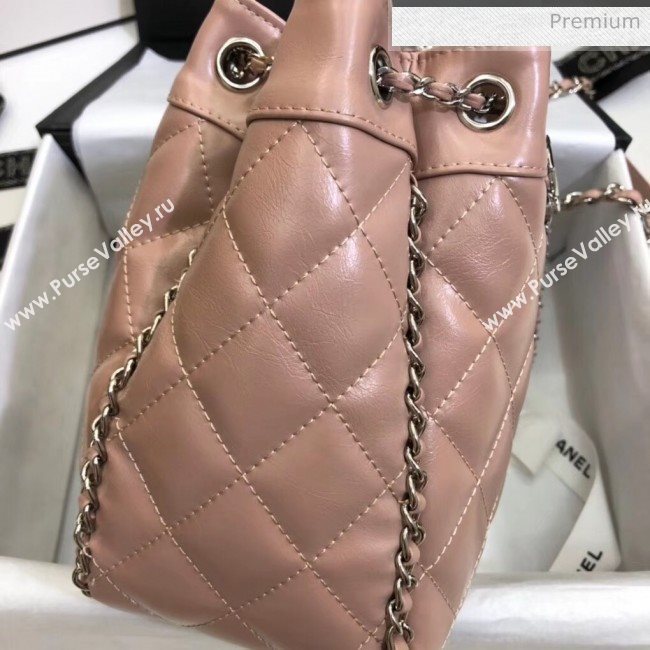 Chanel Aged Calfskin Drawstring Bag With Chain Edge AS1803 Pink 2020 (SS-20042210)