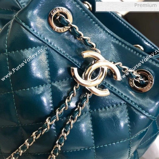 Chanel Aged Calfskin Drawstring Bag With Chain Edge AS1803 Blue 2020 (SS-20042211)