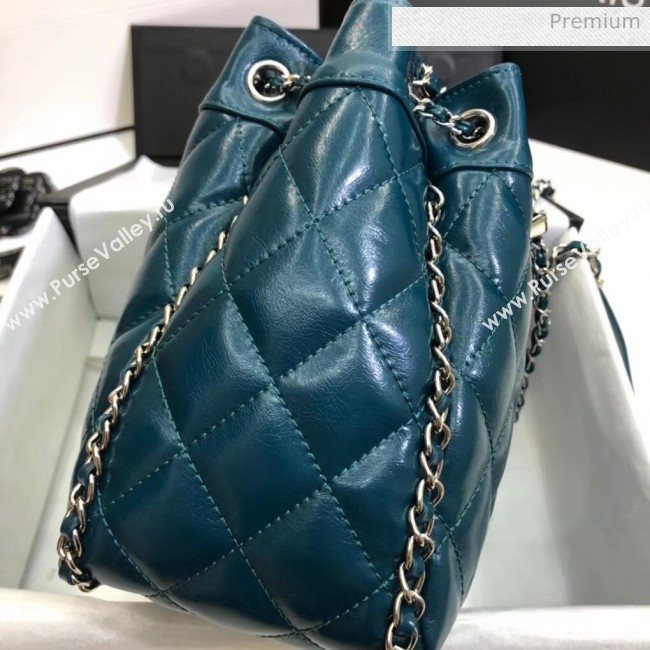 Chanel Aged Calfskin Drawstring Bag With Chain Edge AS1803 Blue 2020 (SS-20042211)