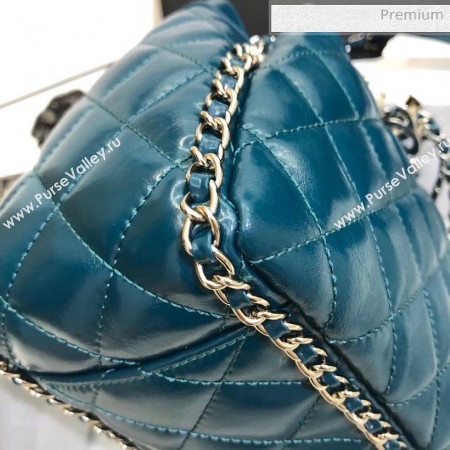 Chanel Aged Calfskin Drawstring Bag With Chain Edge AS1803 Blue 2020 (SS-20042211)