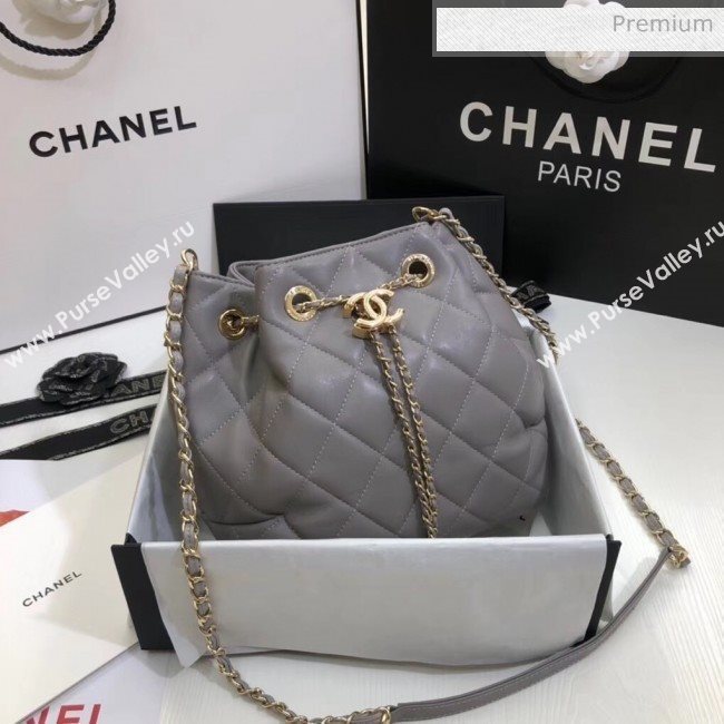 Chanel Lambskin Large Drawstring Bag With Chain AS1699 Grey 2020 (SS-20042212)