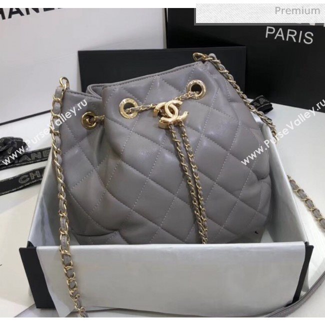 Chanel Lambskin Large Drawstring Bag With Chain AS1699 Grey 2020 (SS-20042212)