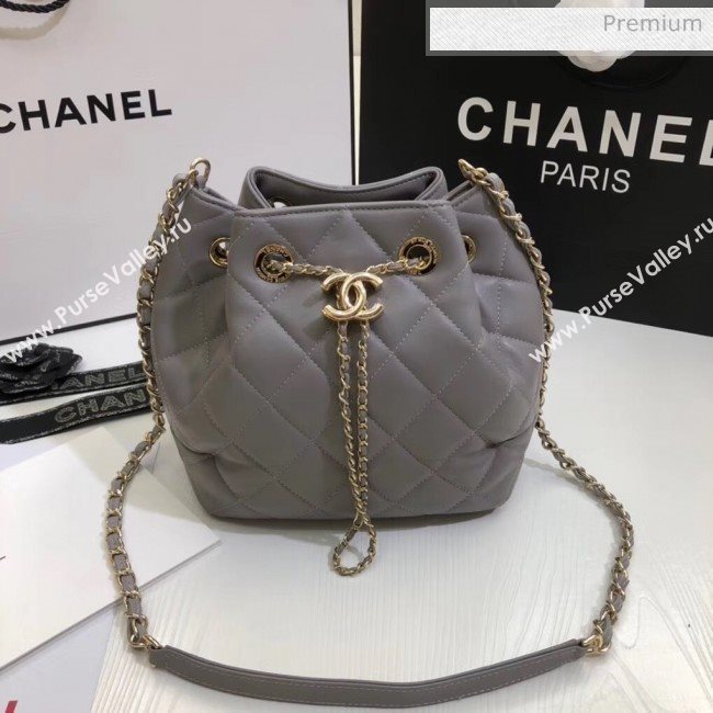 Chanel Lambskin Large Drawstring Bag With Chain AS1699 Grey 2020 (SS-20042212)