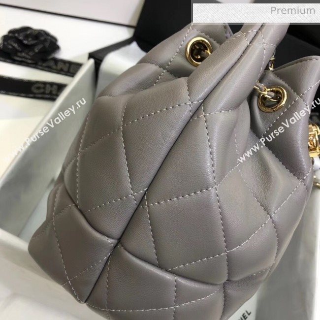 Chanel Lambskin Large Drawstring Bag With Chain AS1699 Grey 2020 (SS-20042212)