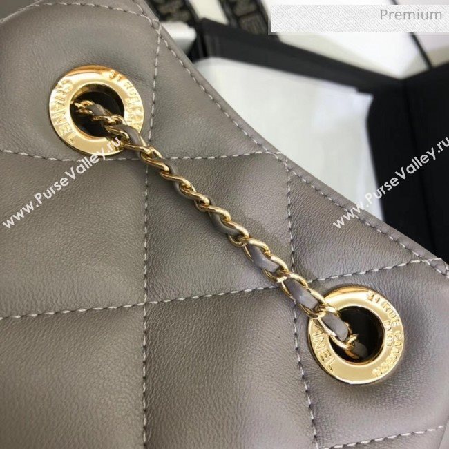 Chanel Lambskin Large Drawstring Bag With Chain AS1699 Grey 2020 (SS-20042212)