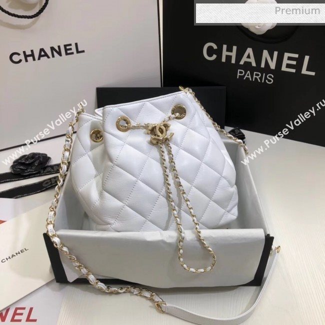 Chanel Lambskin Large Drawstring Bag With Chain AS1699 White 2020 (SS-20042213)