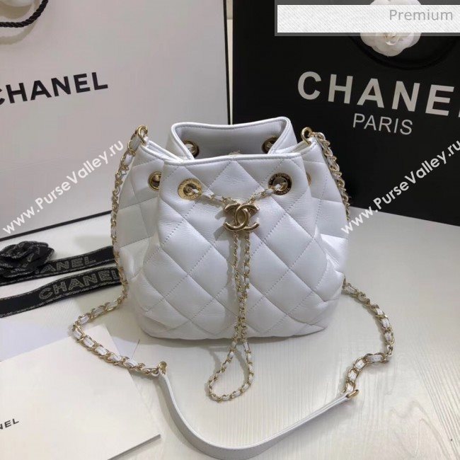 Chanel Lambskin Large Drawstring Bag With Chain AS1699 White 2020 (SS-20042213)