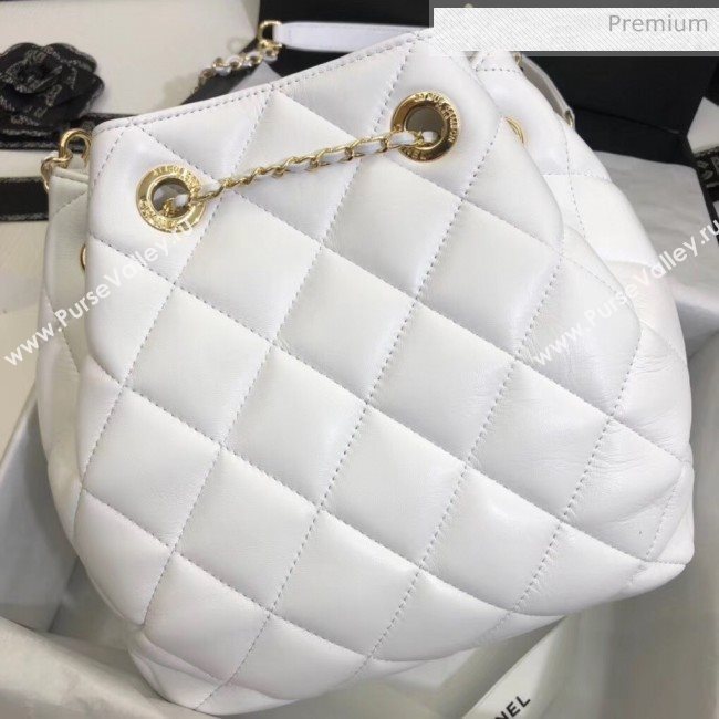 Chanel Lambskin Large Drawstring Bag With Chain AS1699 White 2020 (SS-20042213)