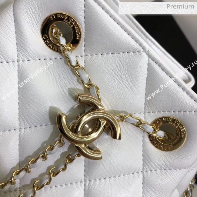 Chanel Lambskin Large Drawstring Bag With Chain AS1699 White 2020 (SS-20042213)