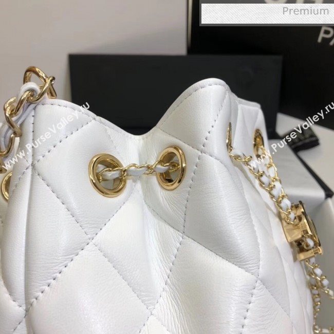 Chanel Lambskin Large Drawstring Bag With Chain AS1699 White 2020 (SS-20042213)