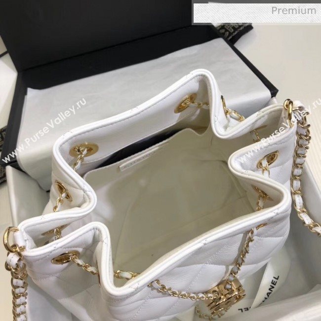 Chanel Lambskin Large Drawstring Bag With Chain AS1699 White 2020 (SS-20042213)